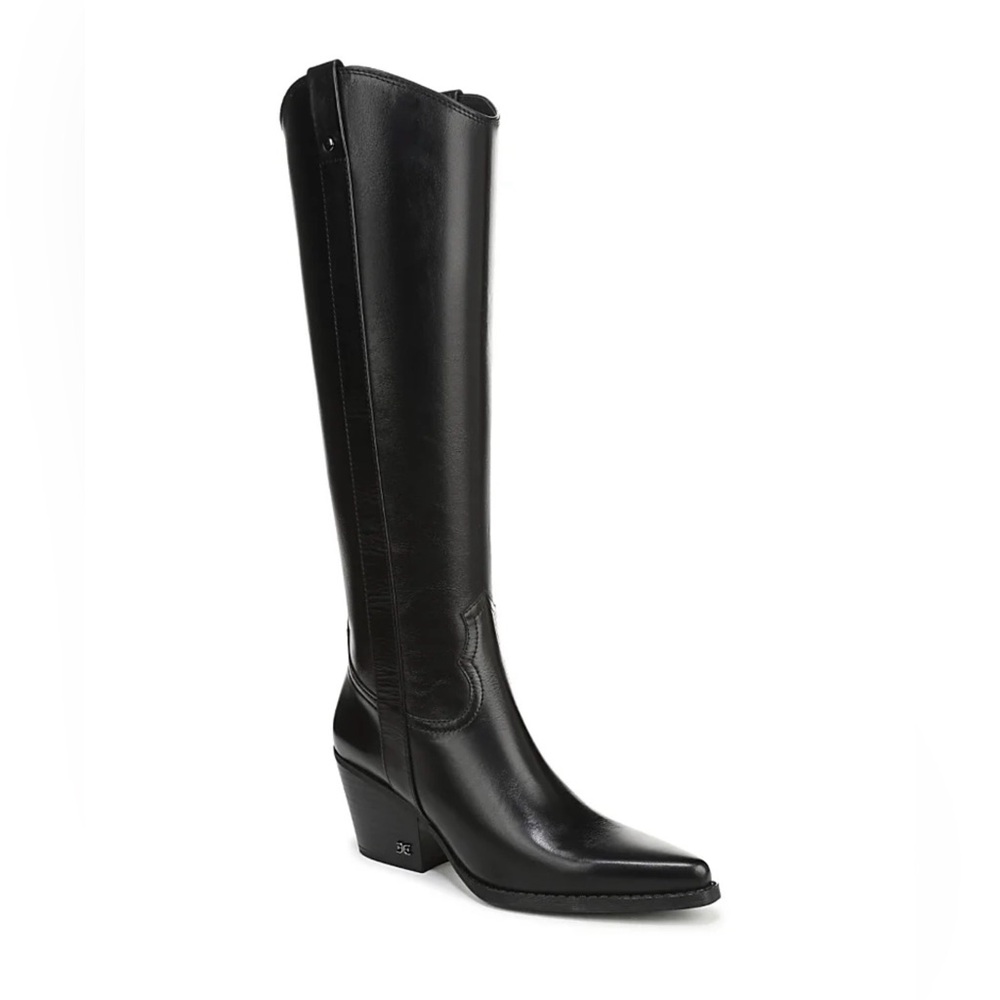 NIB Sam Edelman Women's Wyatt Wide-Calf Riding Boots SZ 6 Black Leather